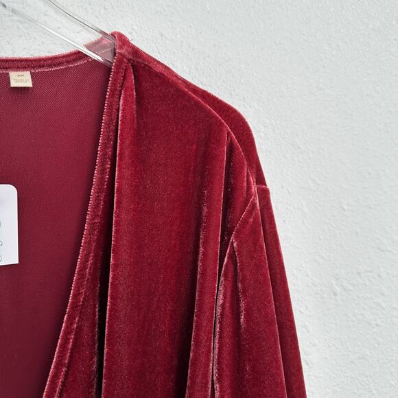 Soft Surroundings Velvet Alyssa Knit Top Women 3x Burgundy 3/4 Sleeve Modest - Picture 3 of 6